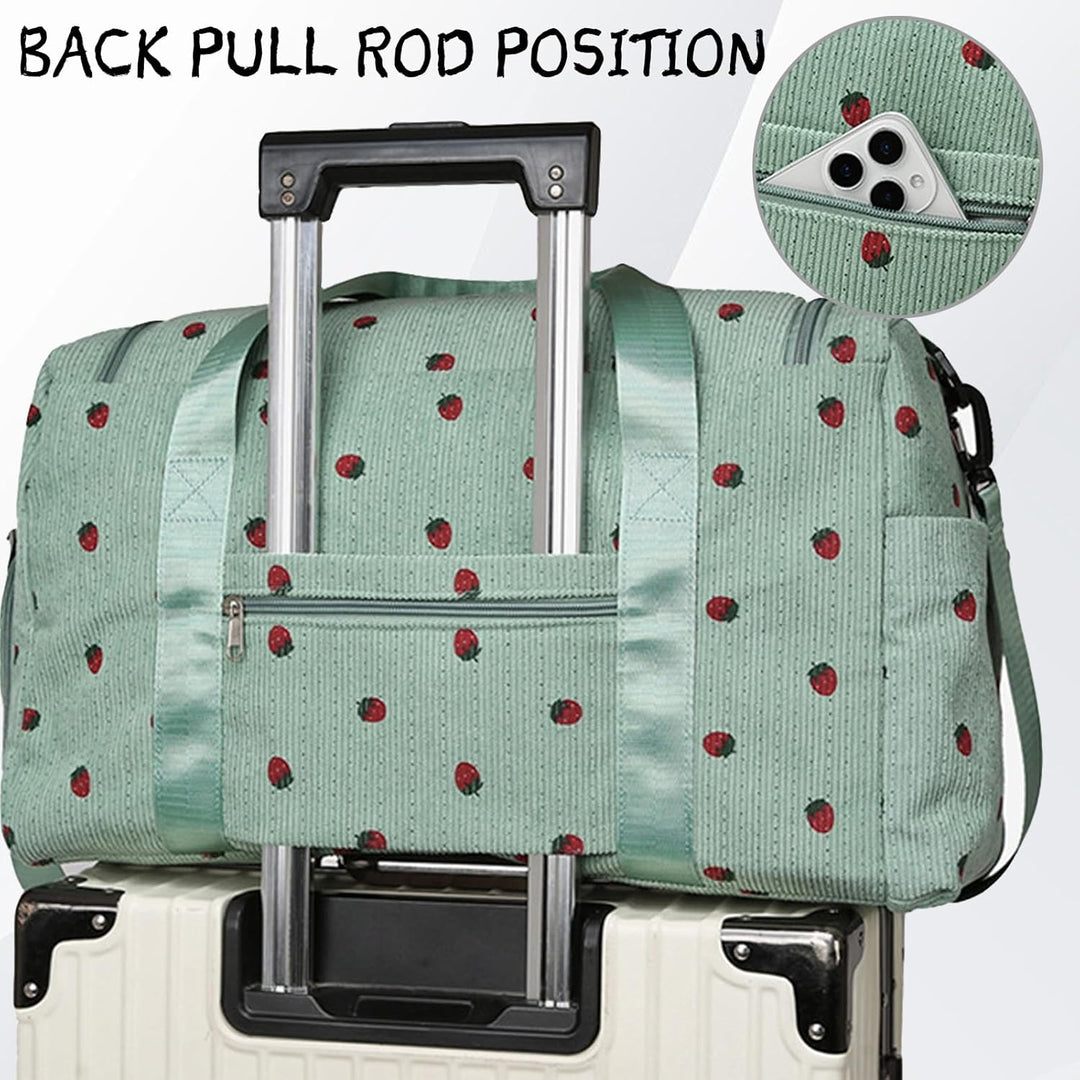 Reisetasche Damen, Sporttasche Damen mit Schuhfach, Nassfach and Kleine Geldbörse, Cord Schwimmtasch
