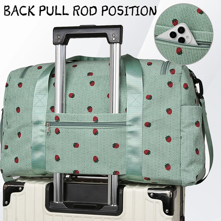 Reisetasche Damen, Sporttasche Damen mit Schuhfach, Nassfach and Kleine Geldbörse, Cord Schwimmtasch