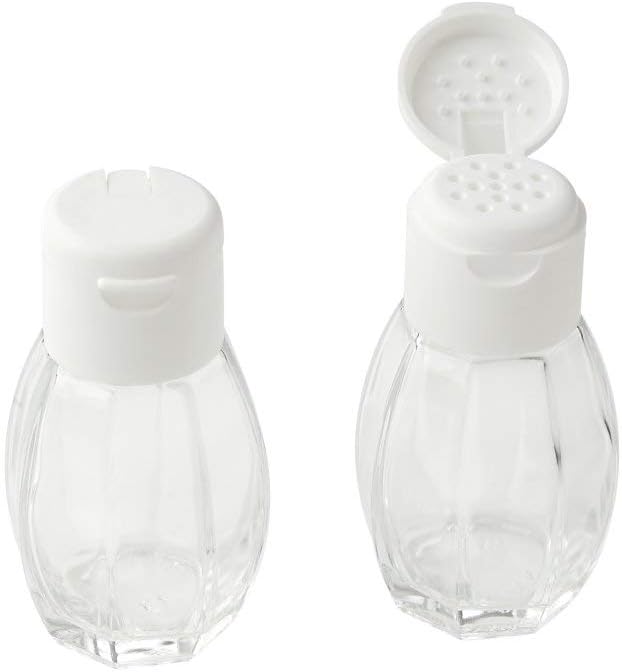 Fackelmann Salz-und Pfefferstreuer, Glas, Deckel Weiss, 8 cm, 40 ml, 2er-Set, Weiss