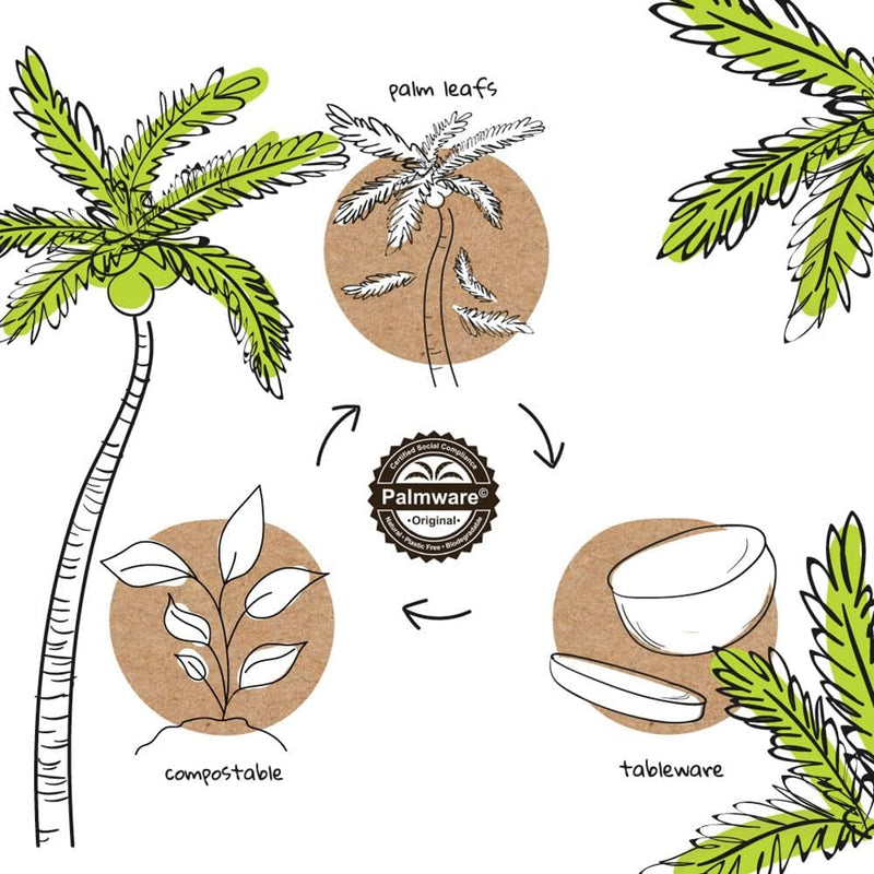 BIOZOYG Palmware - Hochwertige Einweg Snackteller tief I rund 14cm 400 Stück Snackschale Palmblattge