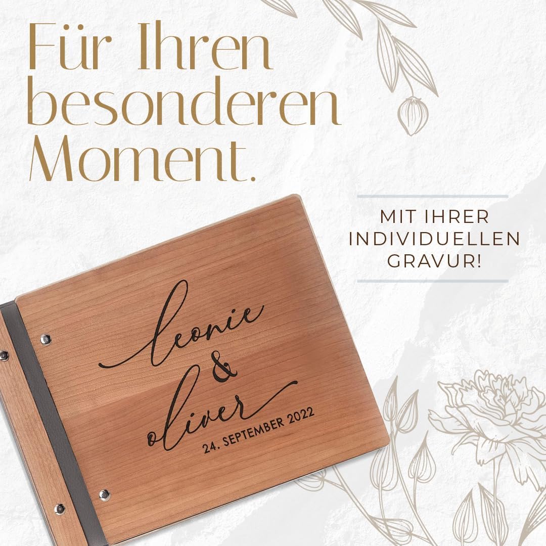 Hochzeitideal – Personalisierbares Gästebuch Hochzeit Patti E10 mit 40 Seiten I Hochzeit Gästebuch a