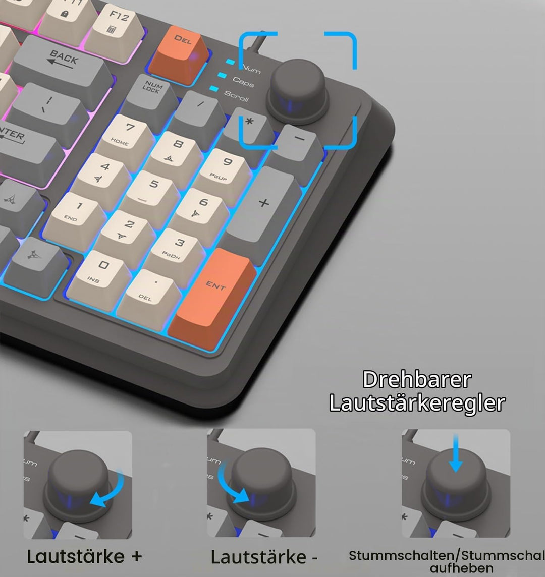 Kompakte Kabelgebundene Gaming Tastatur mit 94 Tasten Mechanisch 3 Farben Gemischte Tastenkappen Coo