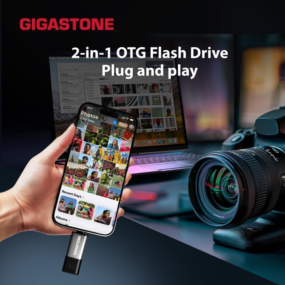 GIGASTONE 64GB USB-Flash-Laufwerk (5 Stück) Z40 USB 3.2 Gen 1, Typ-A &amp; Typ-C, Highspeed, Design mit