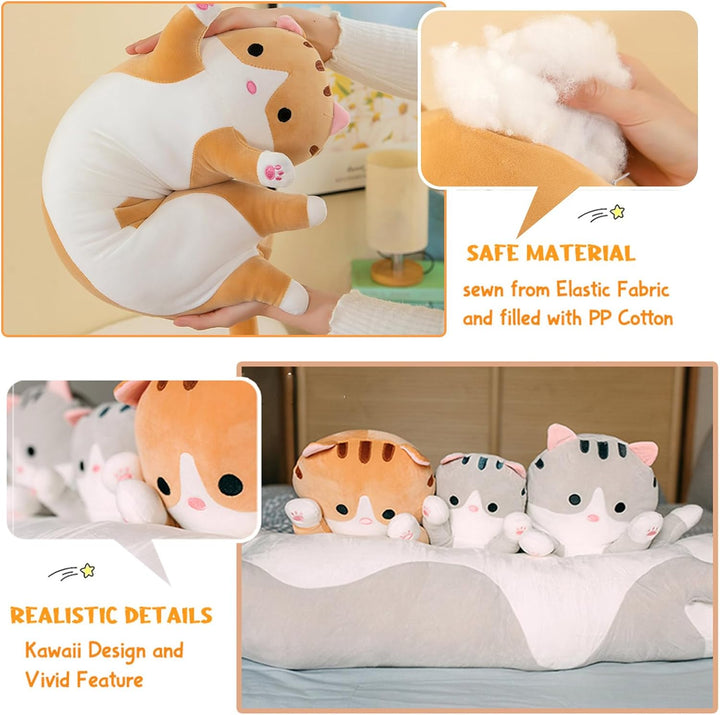 Bobomon Katze Kuscheltier stofftier Katze langes Kissen riesen XXL Kawaii gross plüschtier plüschkat