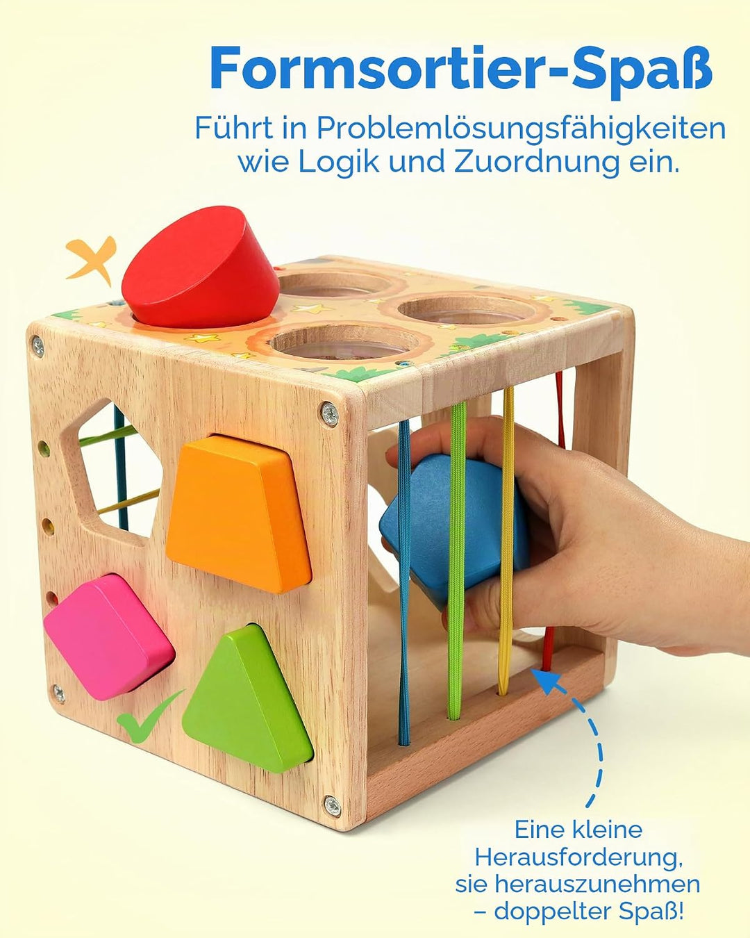 Coogam Holz Montessori Kinderspielzeug, Formen Klassifizierung Cube Gewicht Schlag Maulwurf Feinmoto