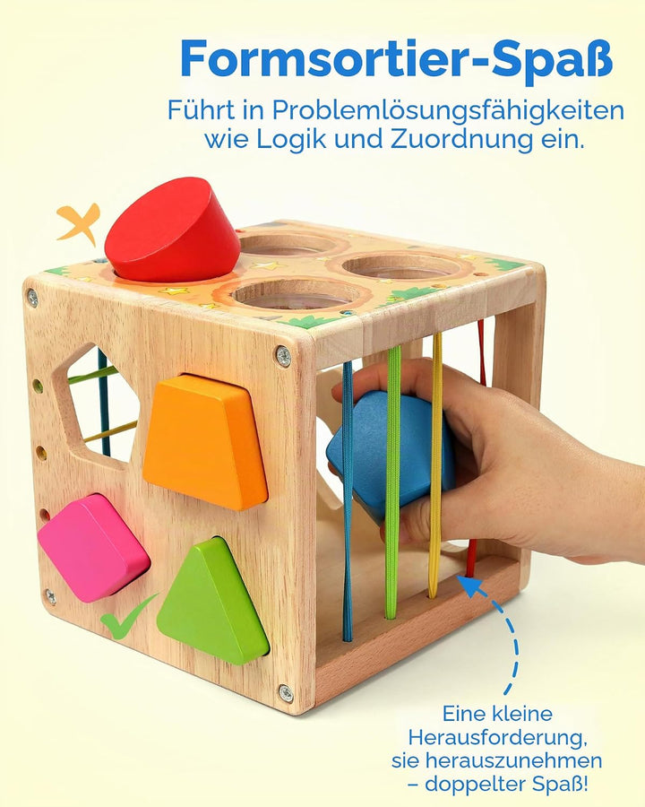 Coogam Holz Montessori Kinderspielzeug, Formen Klassifizierung Cube Gewicht Schlag Maulwurf Feinmoto