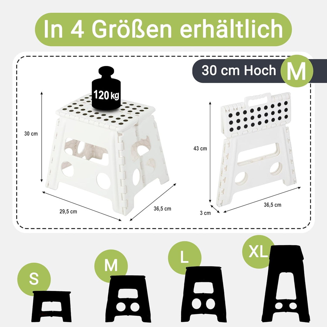 ZOLLNER Tritthocker faltbar - Klapphocker für Kinder und Erwachsene bis 120kg - Anti-Rutsch-Beschich