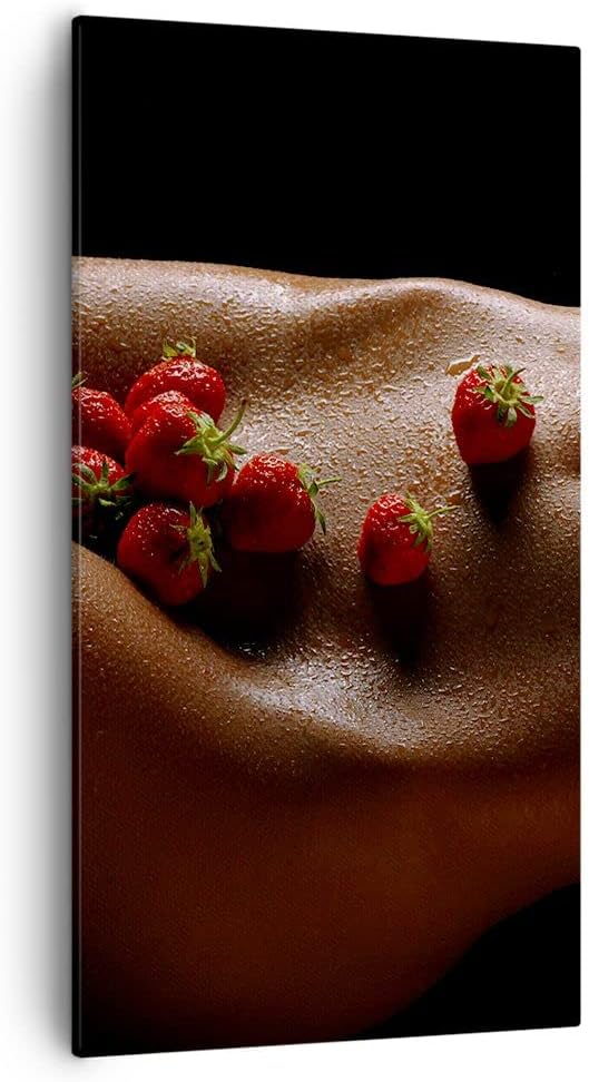 Bilder auf Leinwand 55x100cm Leinwandbild mit Rahmen Frau Wasser Tröpfchen Tau Gross Wanddeko Bild S