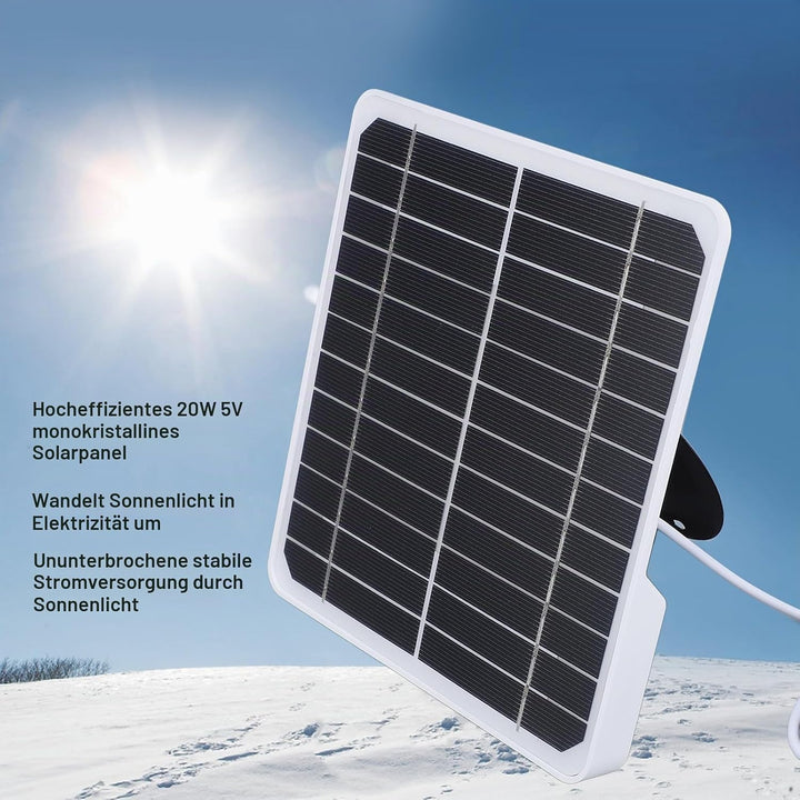 Solarpanel für Sicherheitskamera, 20W 5V Solarpanel kompatibel mit wiederaufladbarer Batterie Kamera