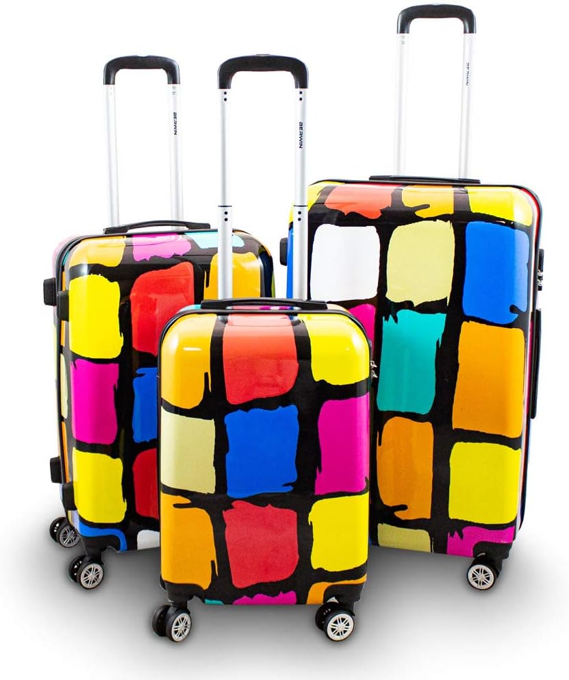 BERWIN® Design Koffer Reisekoffer Trolley Hartschalenkoffer Polycarbonat mit 4 Rollen als Set und Ei