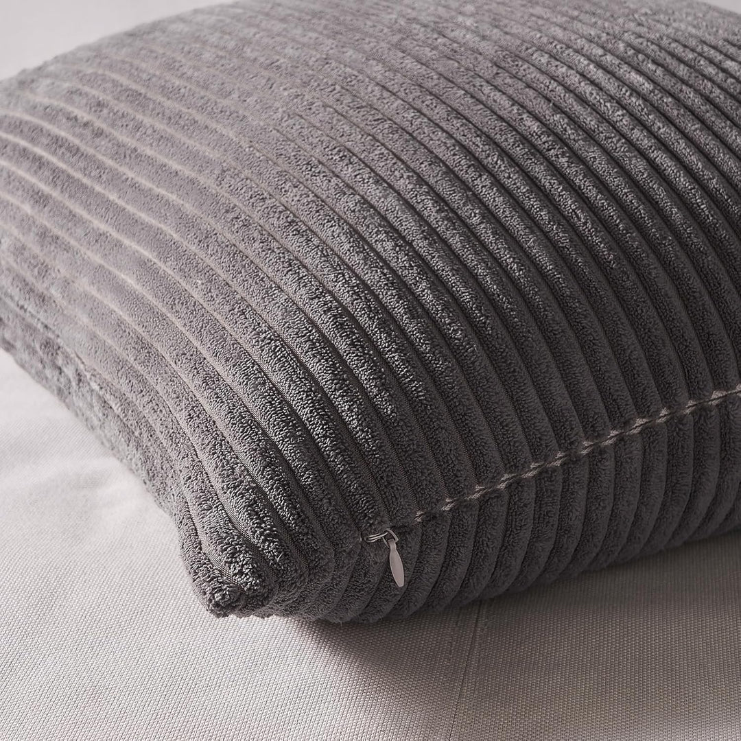 Topfinel Kissenbezug 30x30 cm Grau 4er Set Kordsamt Kissenbezüge Kissenhülle Dekokissenbezug Sofakis