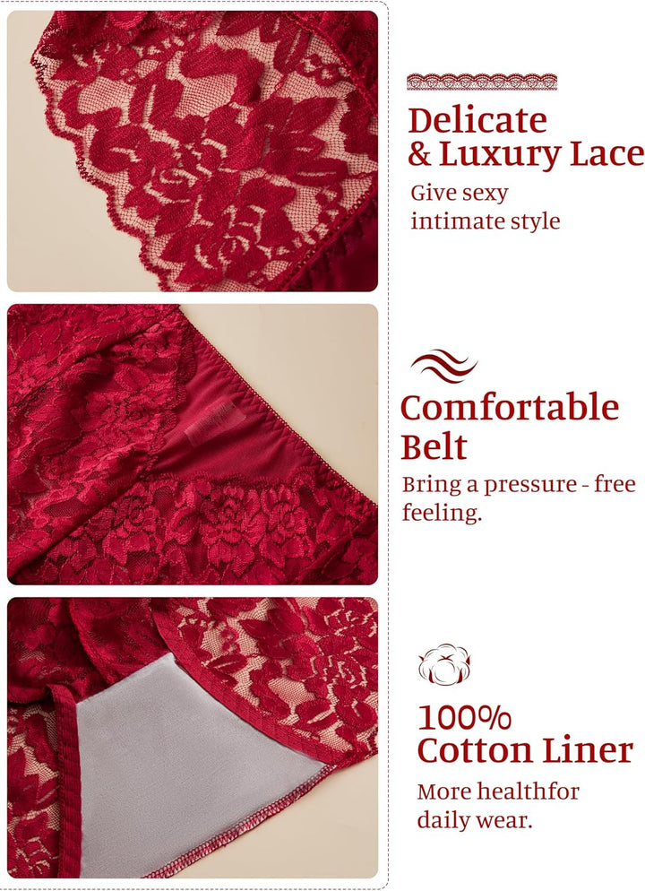 HiaLegion Unterhosen Damen Spitze Damen Slips Mehrpack Schlüpfer Damen Slips Unterhosen Damen Taille