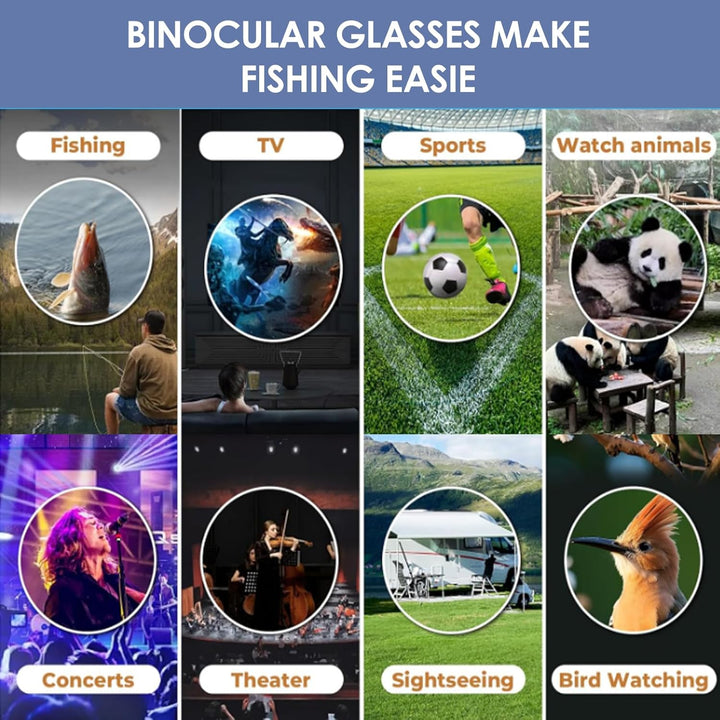 Freisprech-Fernglas mit 10-fachem Zoom Zum Angeln, Brillen-Fernglas für Erwachsene, Manuelle Fokus-T