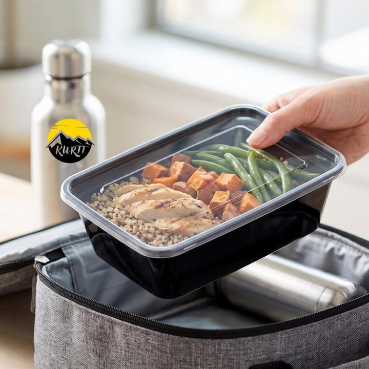 KURTT 100 Stück, Mealprep-Behälter, Mahlzeitsbehälter, Mikrowellenschalen mit Deckeln, Frischhaltebe