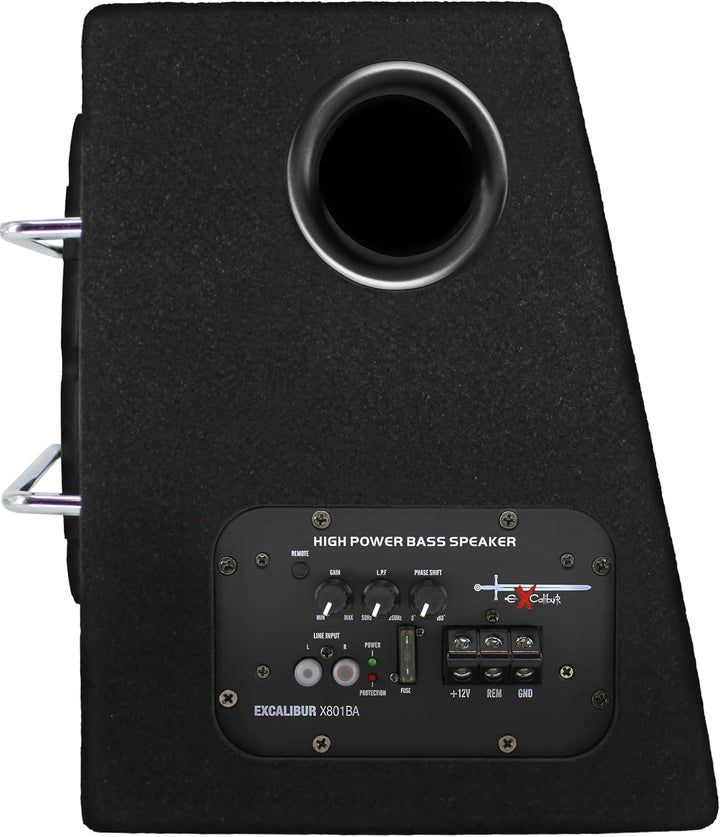 Excalibur X801BA, 8 Zoll Aktiver Auto Subwoofer, Integrierter Verstärker, Untersitz-Bassbox mit Clas
