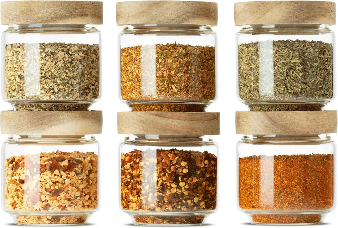 Econovo® Gewürzgläser Set mit Deckel (6-teilig) aus mundgeblasenem Borosilikatglas, Gewürzdosen Vorr