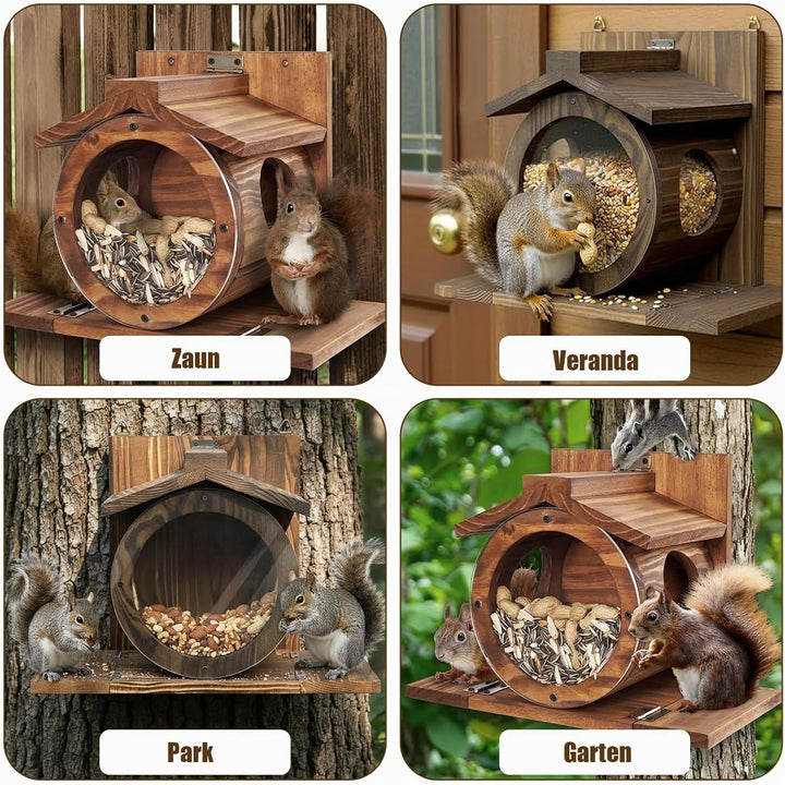 Eichhörnchen Futterhaus aus Holz - Futterhaus Eichhörnchen Wetterfest, Hängendes Eichhörnchenhaus, m
