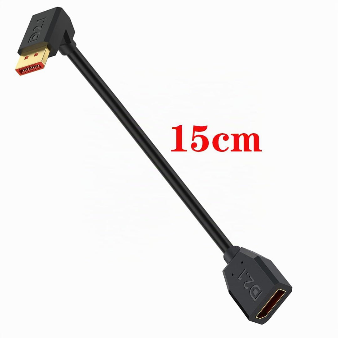 Displayport 2.1 Kabel,90-Grad rechtwinklig DP Stecker auf Buchse Verlängerungskabel, 52Gbps kurze Di