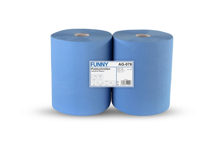 Funny Putzpapierrollen, 2 lagig, blau, circa 36 cm, 1000 Blatt, 1er Pack (1 x 2 Stück) Single, Singl