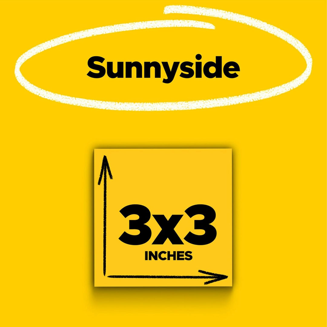 Post-it Super Haftnotizen, 7,6 x 7,6 cm, 5 Blöcke, 2 x Haftkraft, elektrisch gelb, recycelbar (654-5