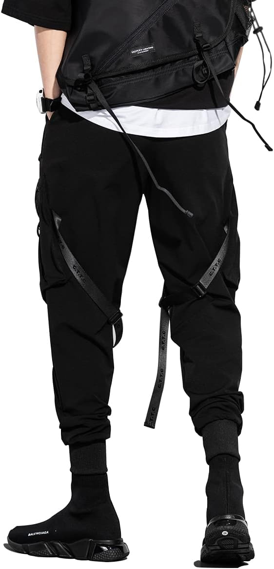 GOLYOY Cargohose Herren Sporthosen Mehrere Taschen Jogginghose Schwarz Techwear Hosen Hip Hop Street