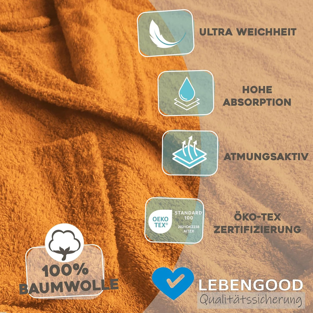 Bademantel für Damen, Herren, Unisex, Frottee 100% Baumwolle 400 gr, Flauschig, Kuschelig, Bunt, Lei