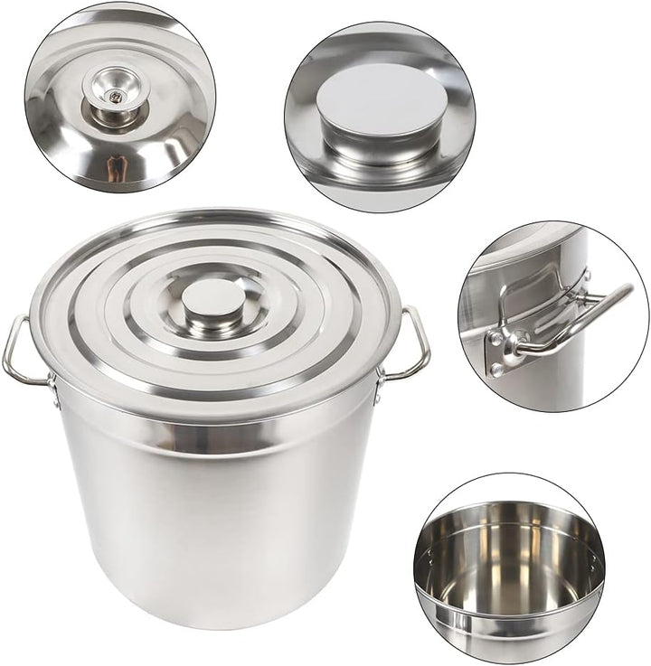 50L Kochtopf, Edelstahltopf mit Deckel, Suppentöpfe mit Grossem Fassungsvermögen, Camping Kochtopf,