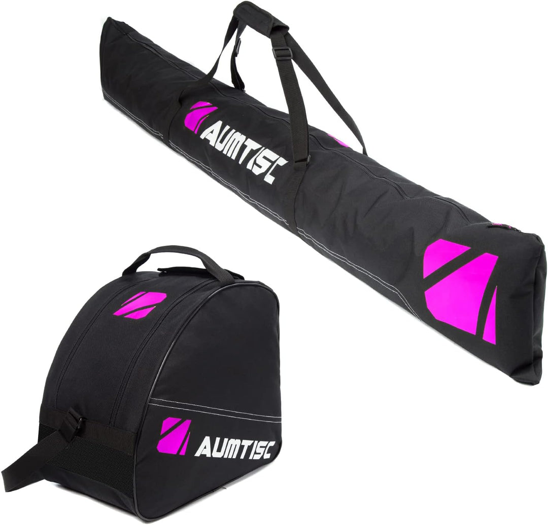 AUMTISC Skitasche Set Skisack &Skischuhtasche Längenverstellbare Bis 200 cm für 1 Paar Ski & Skischu