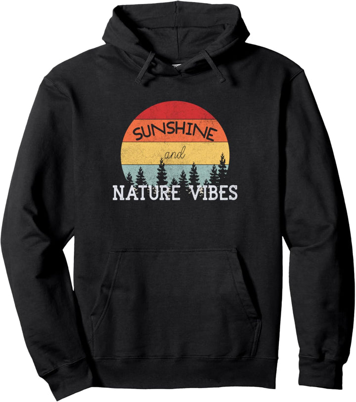 Sunshine and Nature Vibes Retro Sunset Nature Forest graphic Pullover Hoodie