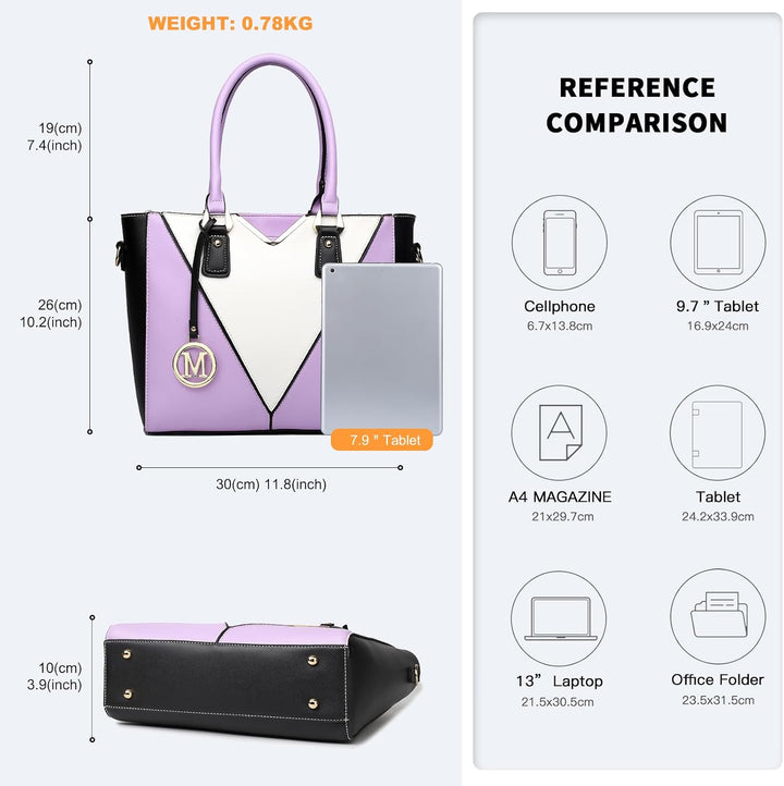 Miss Lulu Pu Ledertasche Damen Schultertasche Handtasche Lila, Lila