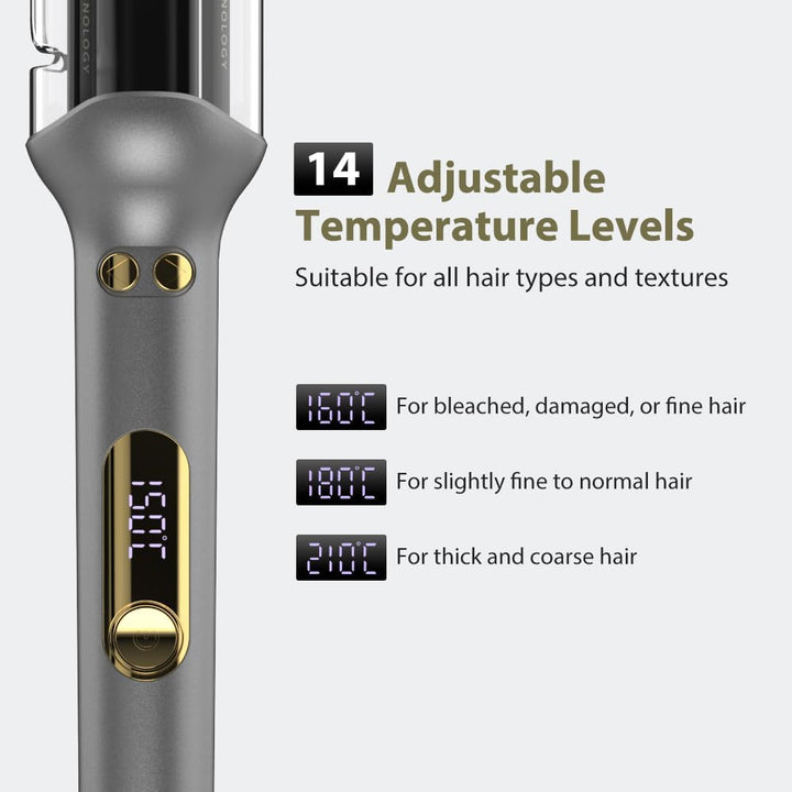 Lockenstab Automatisch Rotierender 25mm mit 14 Temperaturstufen (100-230°C) | Anti-Verbrennungs Hair