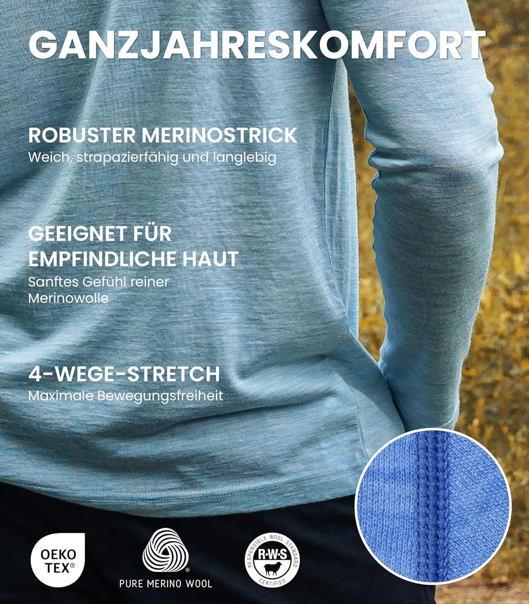 Merino.tech 100% Merino Unterwäsche Herren Set - Leicht, Mittelgewicht, Thermounterwäsche Merinowoll