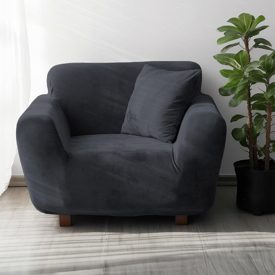 NAKIHOUSE Dicke Samt Sofa Überwürfe Sofabezug mit einem Kissenbezug, Superweicher Elastische Sofa Ab
