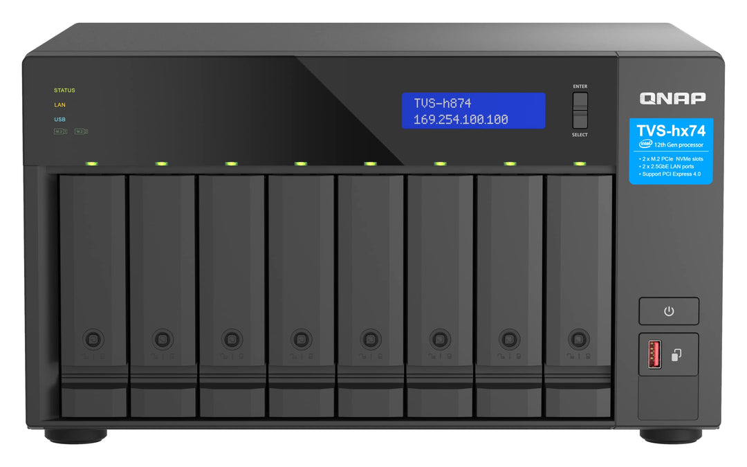 Qnap TVS-h874-i5-32G |Intel Core i5 Prozessor, 32 GB RAM, PCIe Gen 4, Schwarz, 8 Bay 8-bay 32GB RAM,