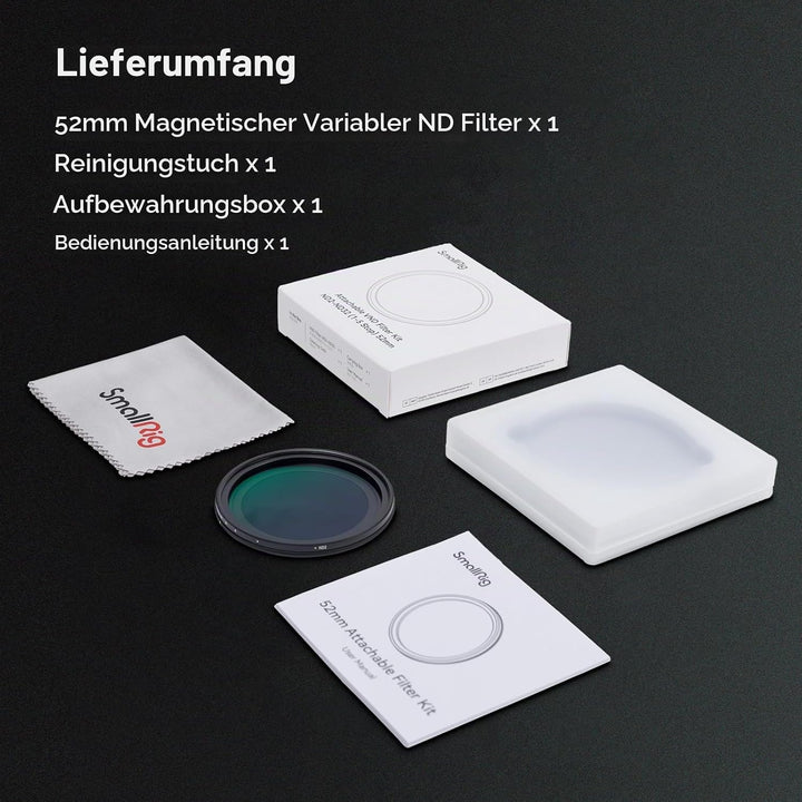 SMALLRIG 52mm VND Filter Magnetischer Variabler ND Filter ND2-ND32 (1–5 Blendenstufen), No X Cross H