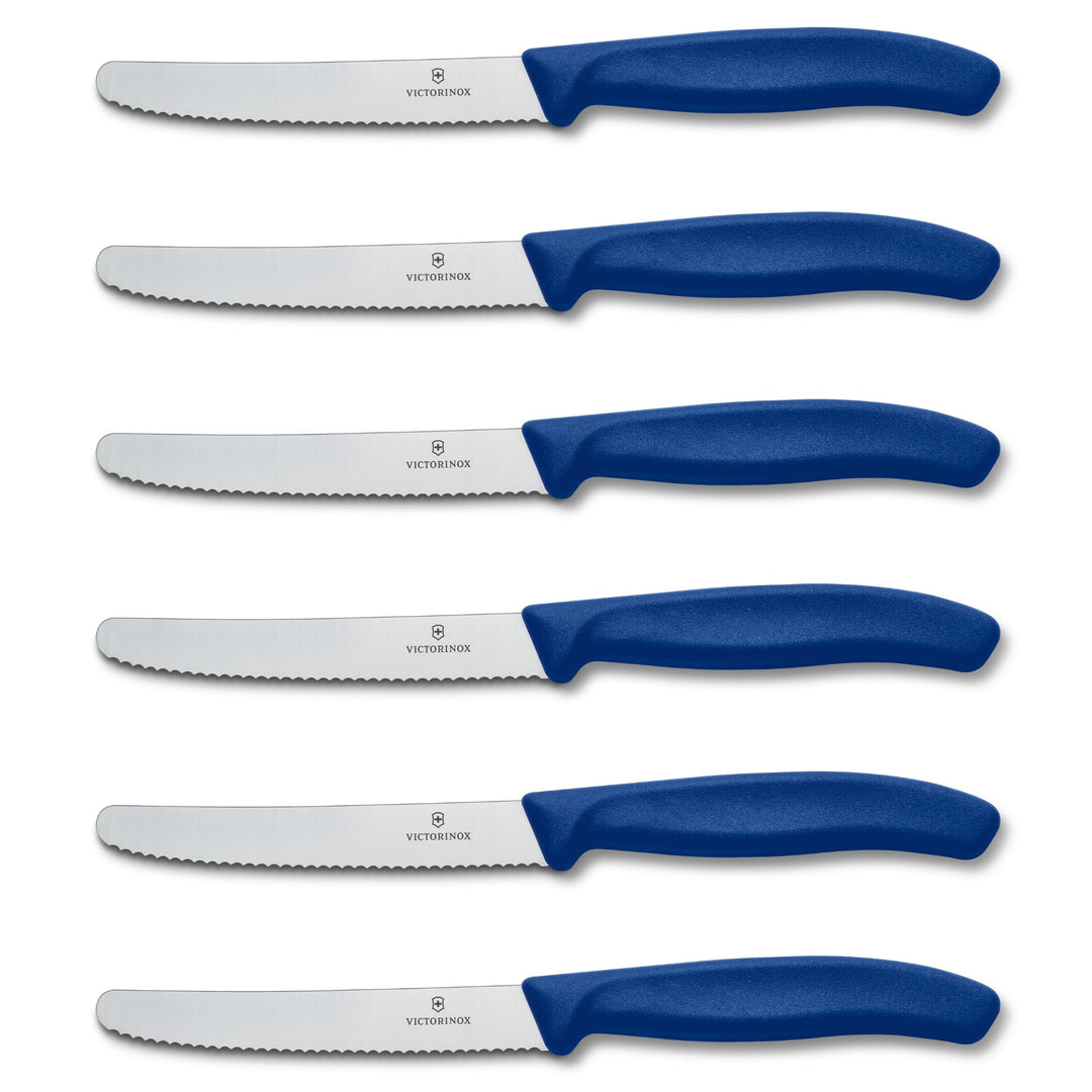 Victorinox 6 Stück Tafelmesser - Tomatenmesser Swiss Classic mit Wellenschliff rostfrei - Swiss Made