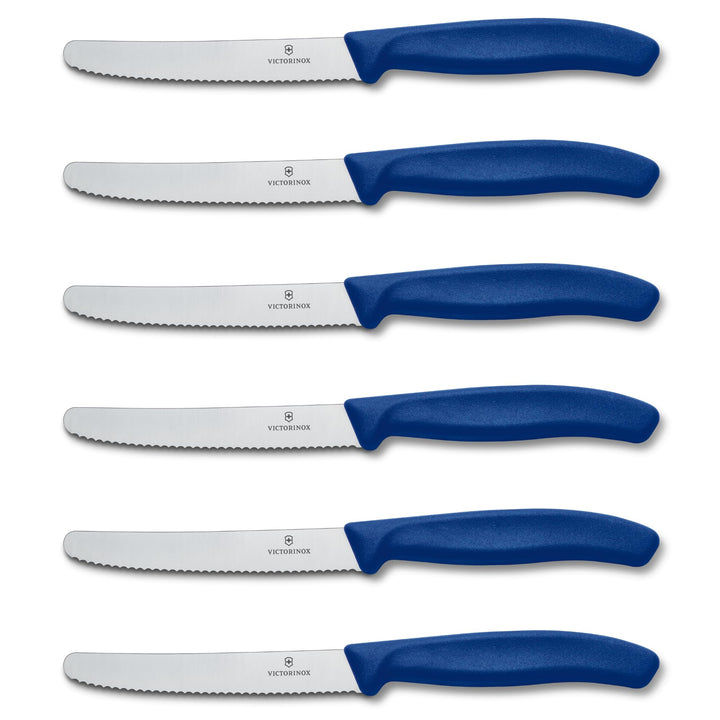 Victorinox 6 Stück Tafelmesser - Tomatenmesser Swiss Classic mit Wellenschliff rostfrei - Swiss Made