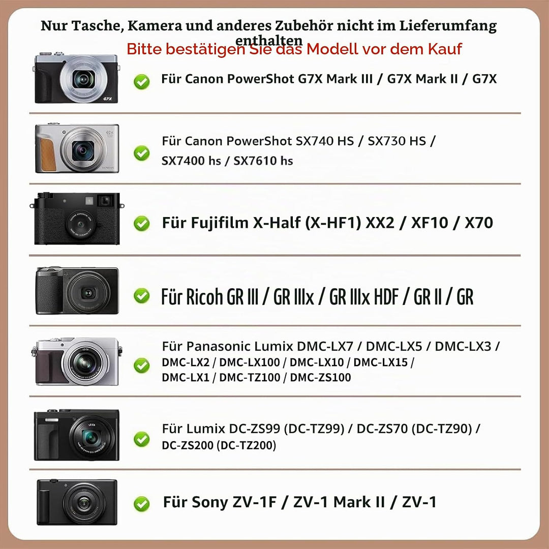 Rieibi Kameratasche für Sony ZV-1F / zv-1 Mark ii, Canon G7X Mark III, G7X Mark II, SX740 hs, ricoh