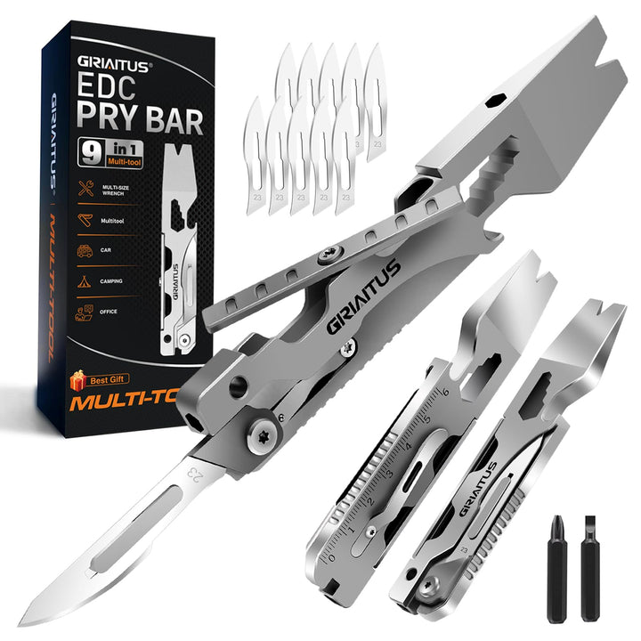 9IN1 Multitool Camping Zubehör EDC Pry Bar mit Schraubendreher Schraubenschlüssel Brecheisen Flasche
