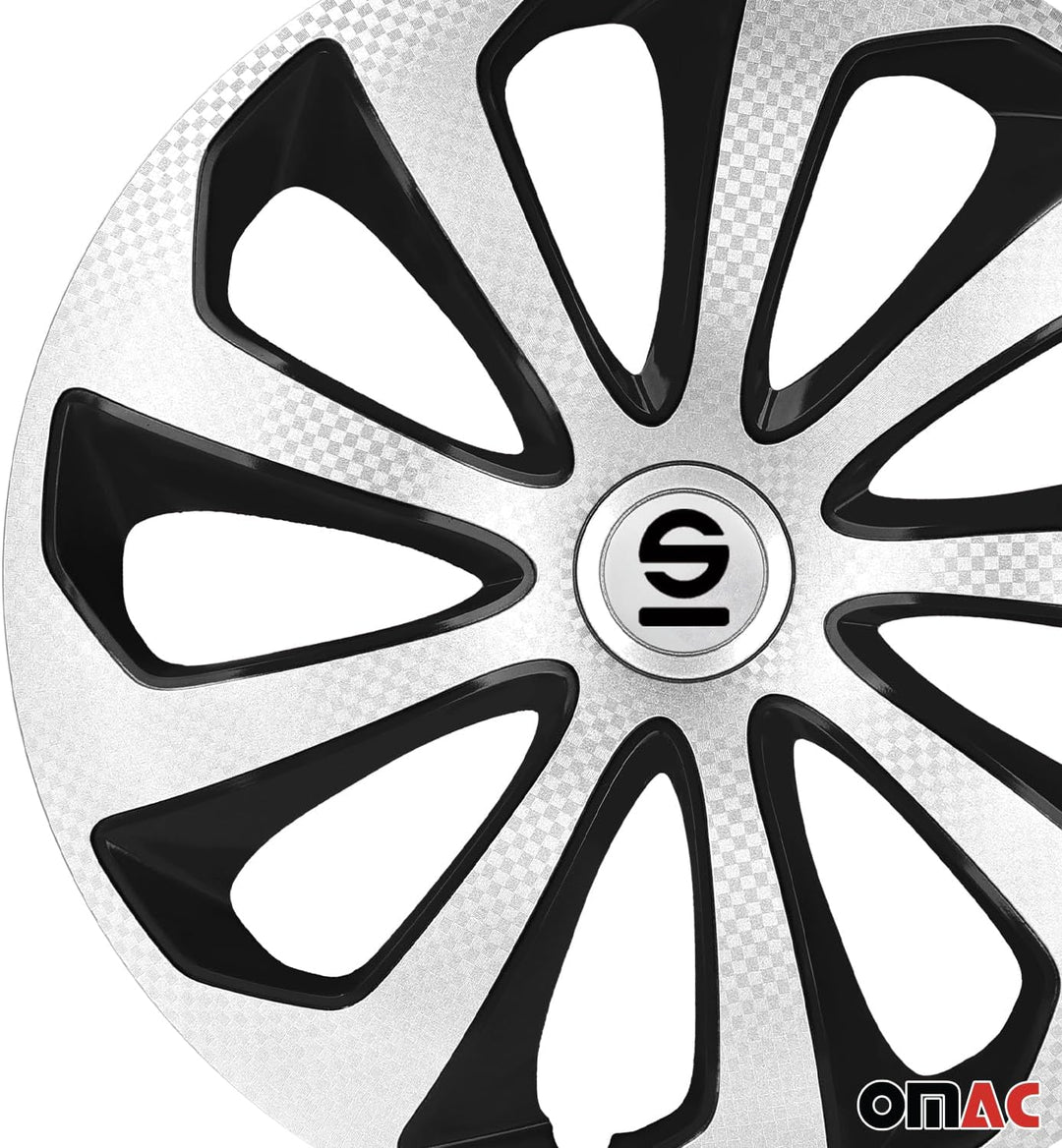 Satz Sparco Radzierblenden Sicilia 15-Zoll Silber/Schwarz/Karbon