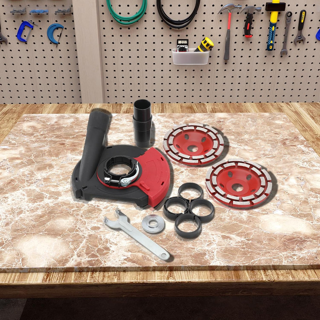 Absaugaufsatz Absaughaube für Winkelschleifer Betonschleifer mit 2 stück Professional Schleiftopf 12