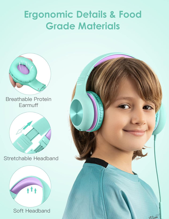 Kopfhörer Kinder, Kinder Kopfhörer mit Kabel, 85/94dB Lautstärkegrenze, HD-Stereoton, Sharing-Funkti