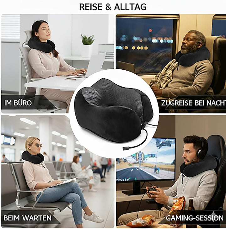 KAMACA Memory Foam Reisekissen Nackenhörnchen Therapeutic Support Verstellbarer Knopfverschluss ergo