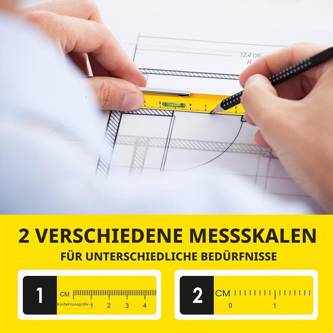 6-in-1-Multitool-Stift, Multifunktionsstift für Männer, mit Stylus, Kugelschreiber, Wasserwaage, Lin