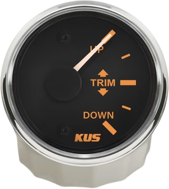 KUS wasserfest Trim Gauge Meter oben 52mm 12V/24V mit Hintergrundbeleuchtung Schwarz, Schwarz