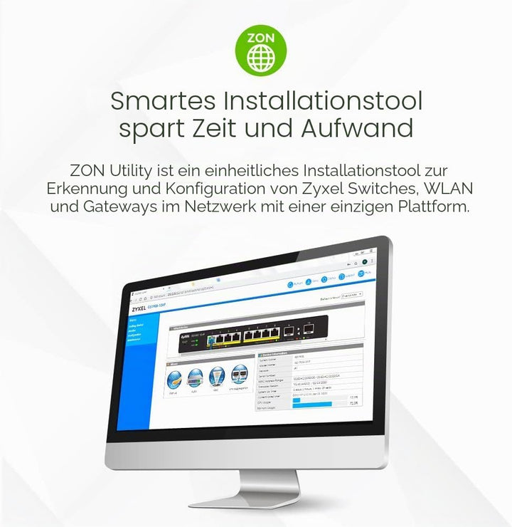 Zyxel 24-Port Gigabit Switch | Smart Managed | Rackmontage und lüfterloses Design | VLAN, IGMP, QoS