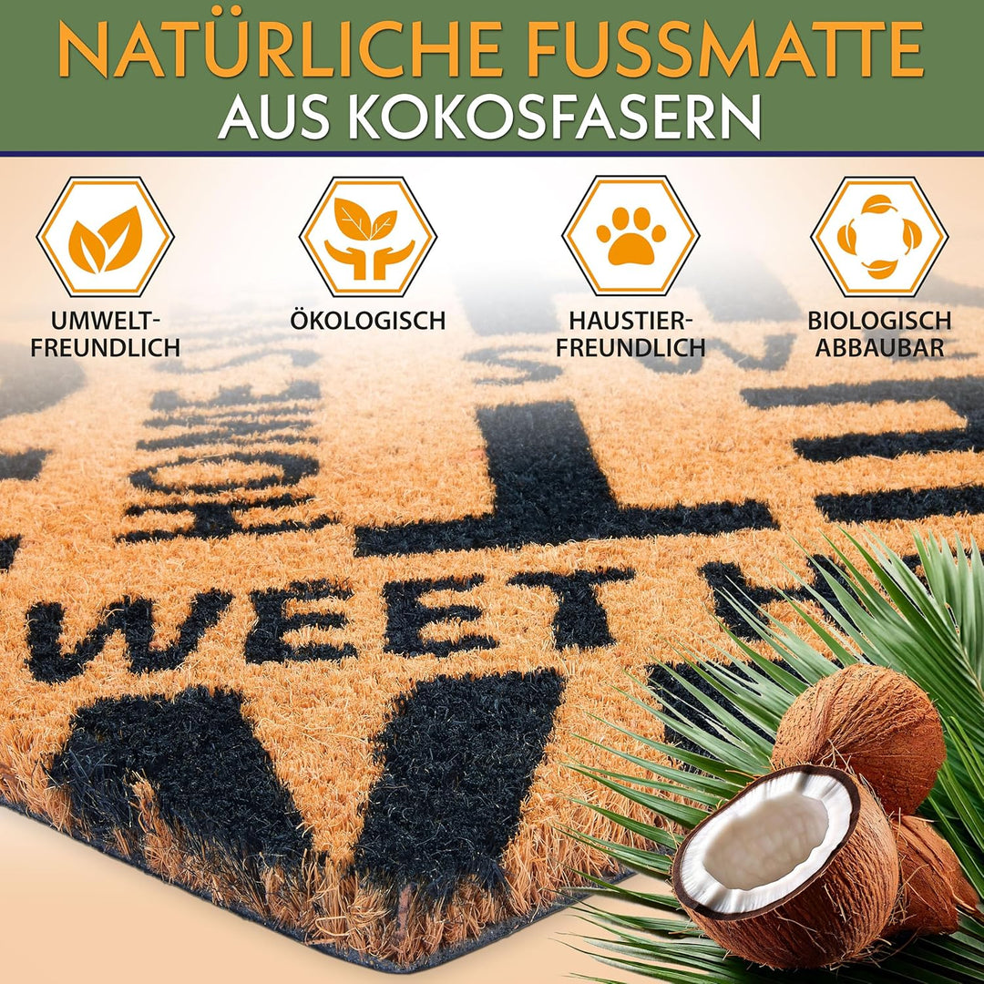 BRUBAKER Fussmatte für Aussen und Innen - Home Sweet Home - 45 x 75 cm Schmutzfangmatte aus 100% Kok