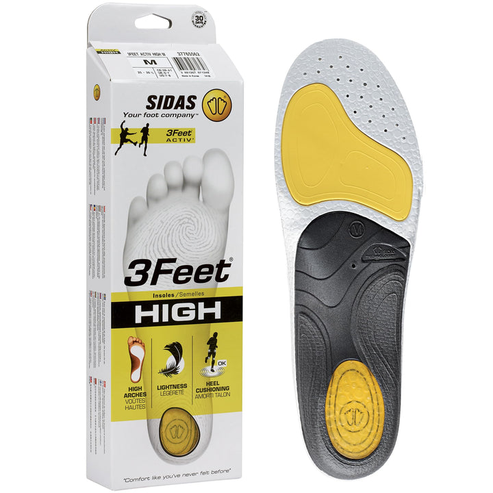 Sidas 3feet Activ' High-einlegesohlen Sohlen X-Large Yellow Black, X-Large Yellow Black