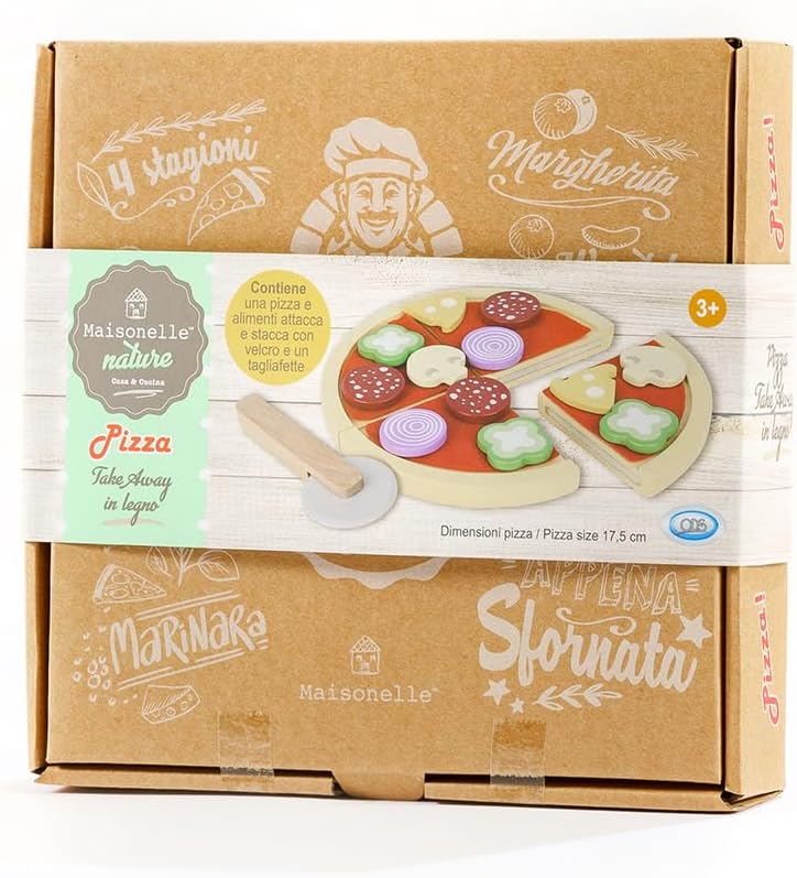Maisonelle Nature - Pizza Take Away aus Holz Spielzeug für Kinder