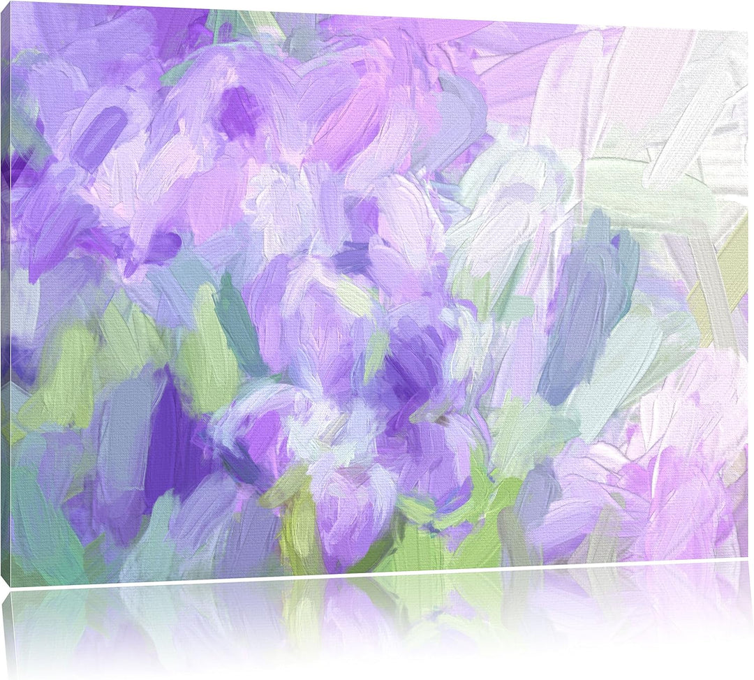 Pixxprint Lilane Lavendelblumen Kunst als Leinwandbild/Grösse: 100x70 cm/Wandbild/Kunstdruck/fertig